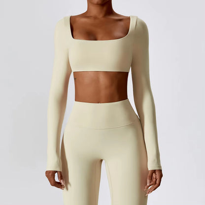 Sexy Yoga Shirts Crop Top Long Sleeves Shirts for Women Yoga Sports Fitness Gym Clothes Workout Tops Sports Shirts